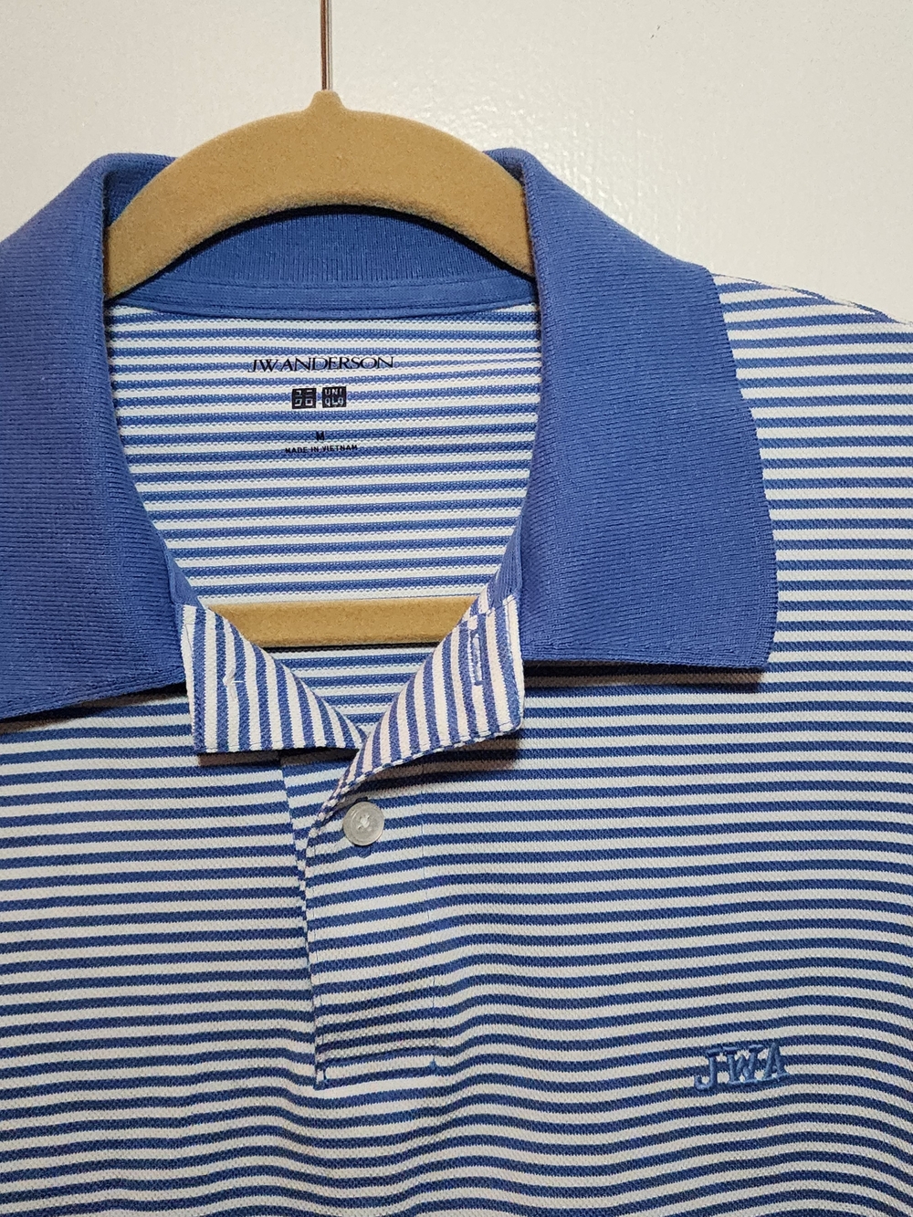 JW ANDERSON Blue and White Striped Polo Shirt